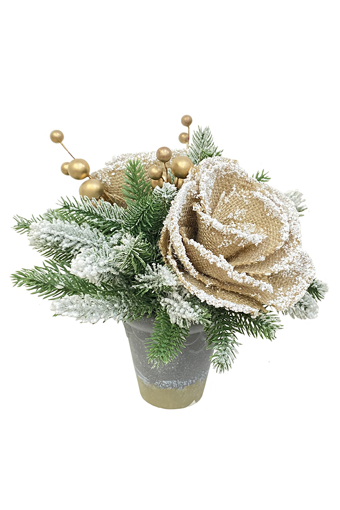 Композиция Зимняя Роза 23см 022D